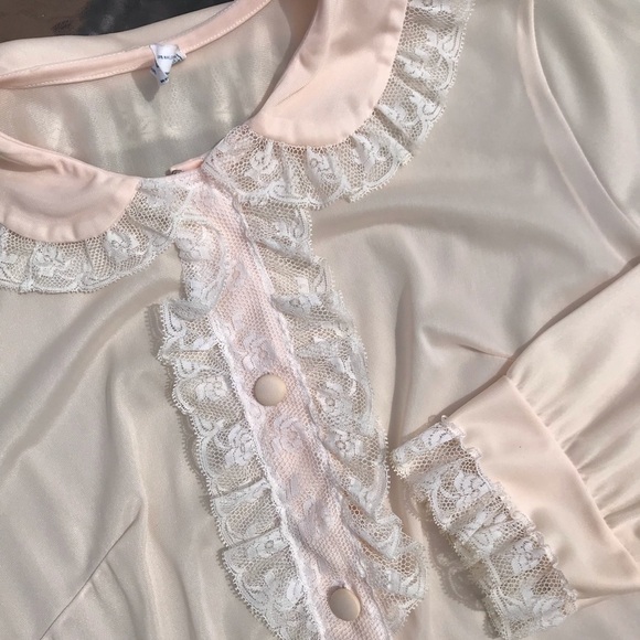 Vintage Lingerie Slip Jacket Pink w Lace Medium